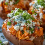 Buffalo Chicken Stuffed Sweet Potatoes