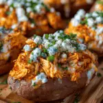 Buffalo Chicken Stuffed Sweet Potatoes