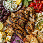 Greek Chicken Mezze Platter with Balsamic Drizzle