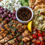 Greek Chicken Mezze Platter with Balsamic Drizzle