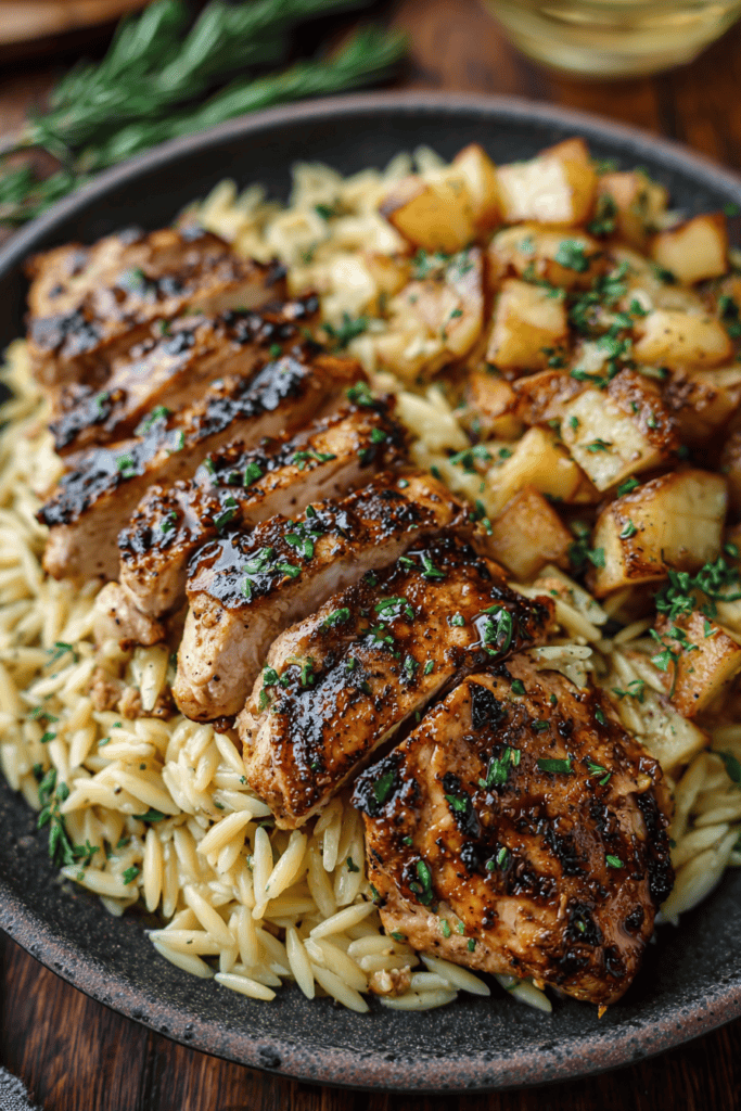 Maple Balsamic Chicken with Roasted Pear Orzo