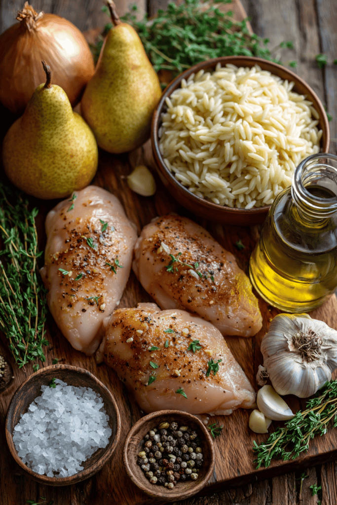 Maple Balsamic Chicken with Roasted Pear Orzo