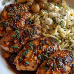 Maple Balsamic Chicken with Roasted Pear Orzo