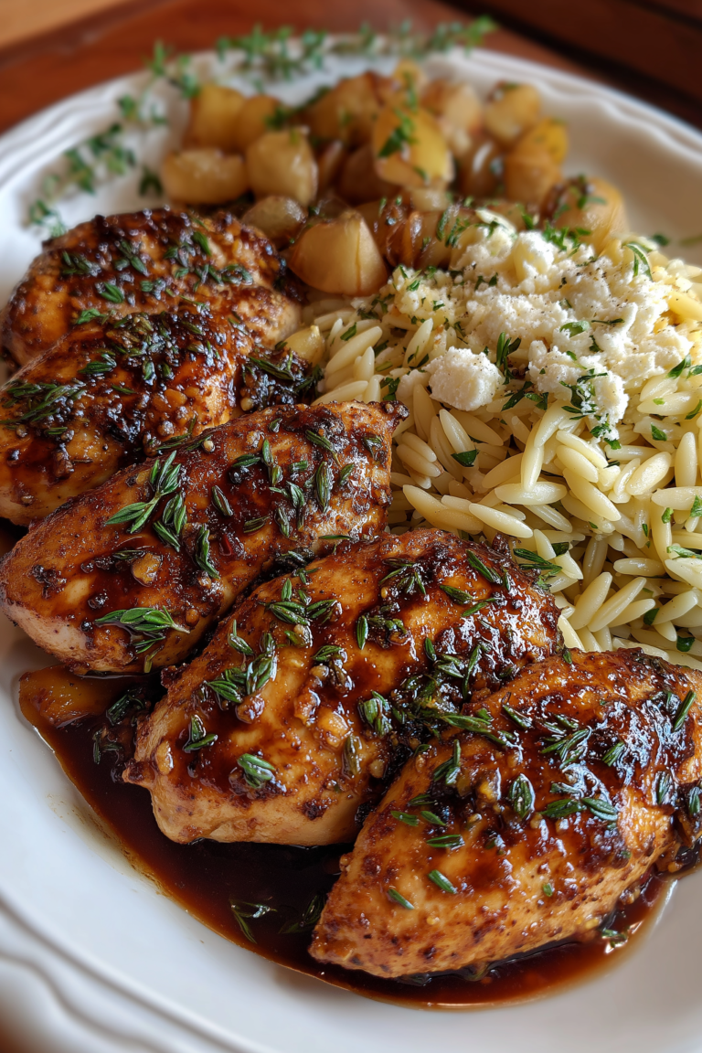 Maple Balsamic Chicken with Roasted Pear Orzo