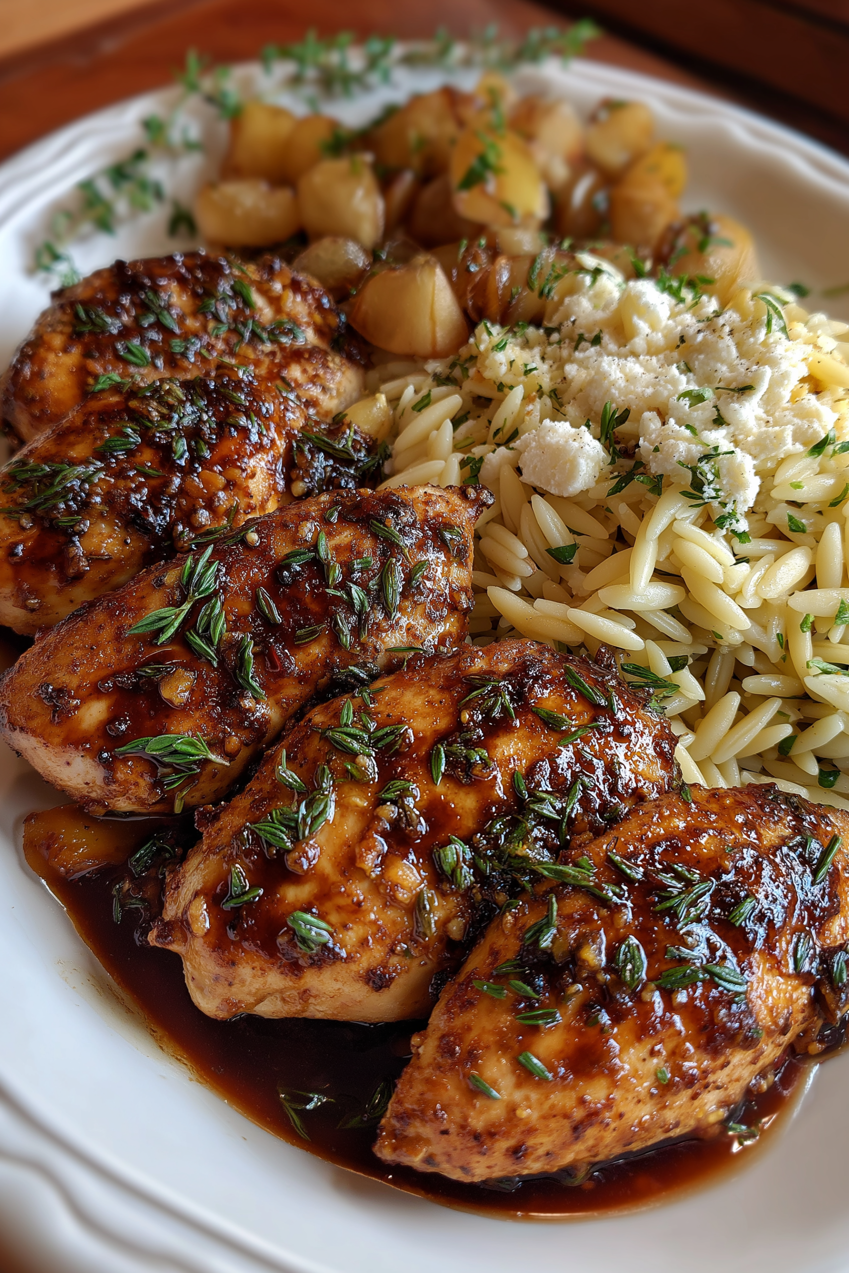 Maple Balsamic Chicken with Roasted Pear Orzo