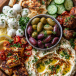 Mediterranean Tapas Cheese Table with Hummus & Pita Bread
