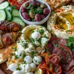Mediterranean Tapas Cheese Table with Hummus & Pita Bread