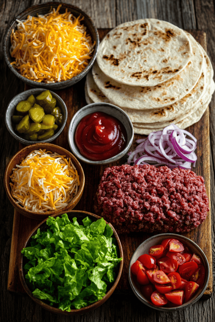 Burrito Style Cheeseburger Wraps