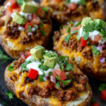 Cheesy Loaded Taco-Stuffed Potatoes