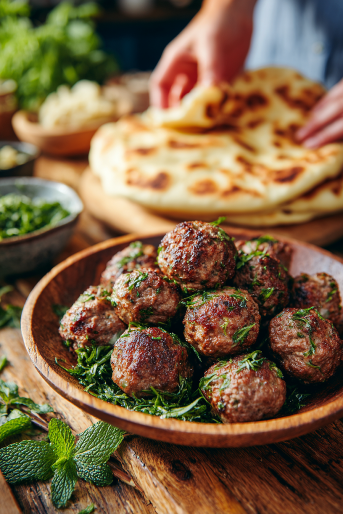 Greek Meatball Pita Wraps with Yogurt Sauce
