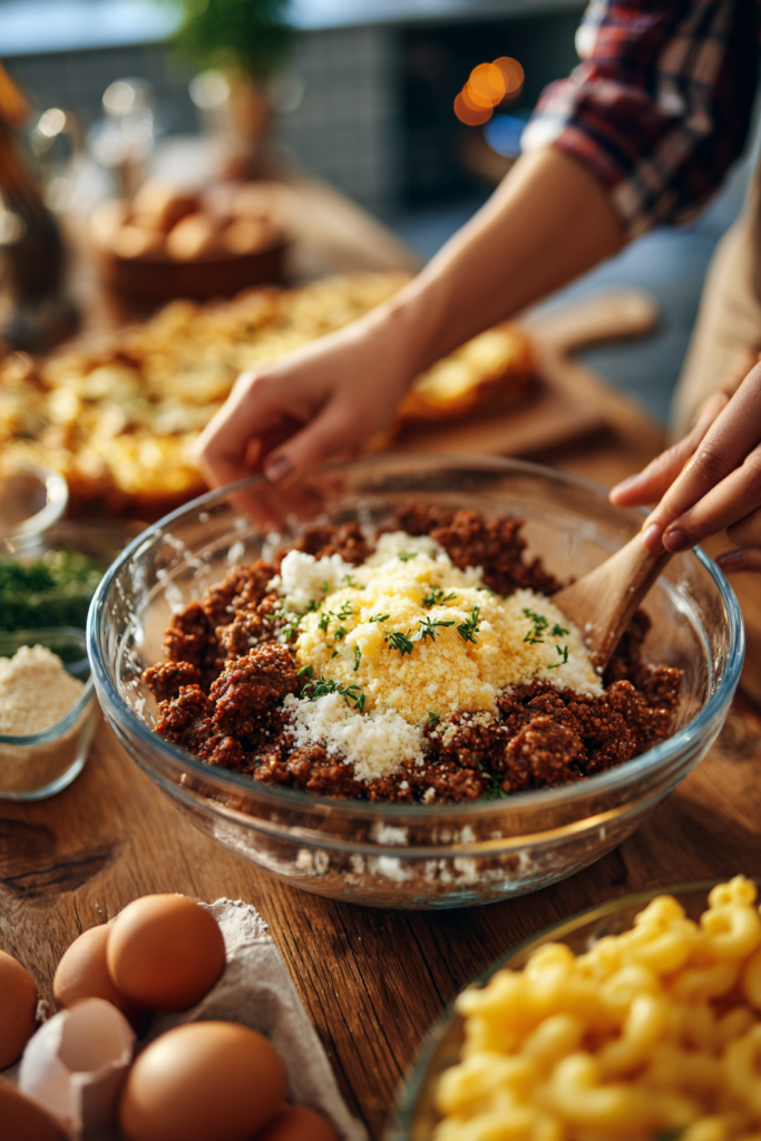 Mac and Cheese Meatloaf Casserole