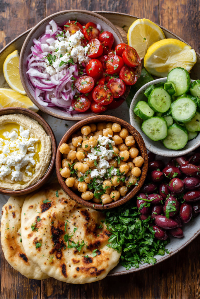 Mediterranean Chickpea Bowls with Hummus and Feta