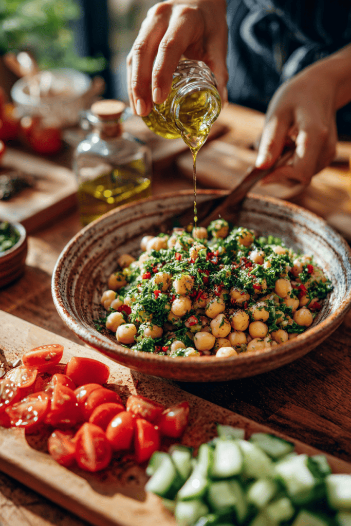 Mediterranean Chickpea Bowls with Hummus and Feta