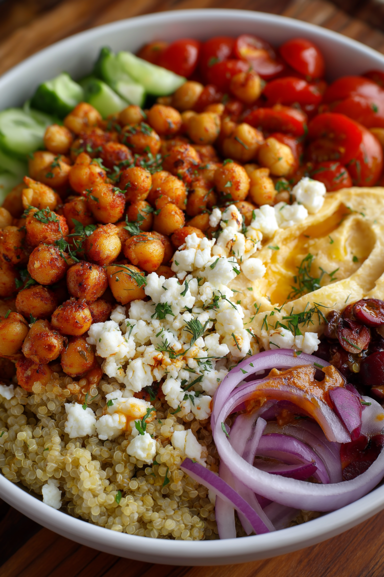 Mediterranean Chickpea Bowls with Hummus and Feta