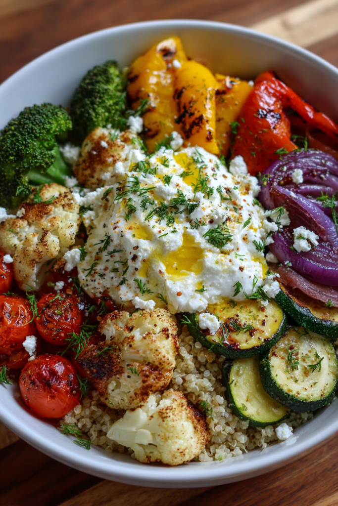 Whipped Feta Roasted Vegetable Bowl